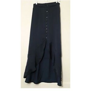 Free Press navy high-low, maxi button down skirt